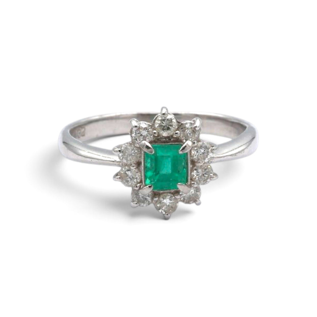 Emerald Ring Platinum PT900 Vintage Jewelry Estate Jewelry Japan JEM-1007-4