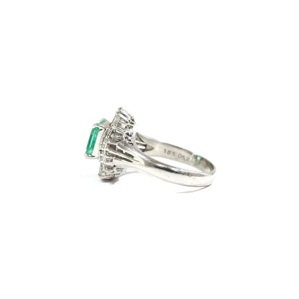 Emerald Ring, Platinum, Vintage Jewelry, Diamond, JEM-1046-3