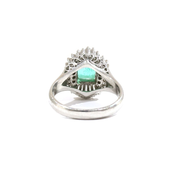 Emerald Ring, Platinum, Vintage Jewelry, Diamond, JEM-1046-3
