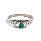 エメラルド リング プラチナ PT900 ヴィンテージ ジュエリー Estate Jewelry Japan JEM-1091-2