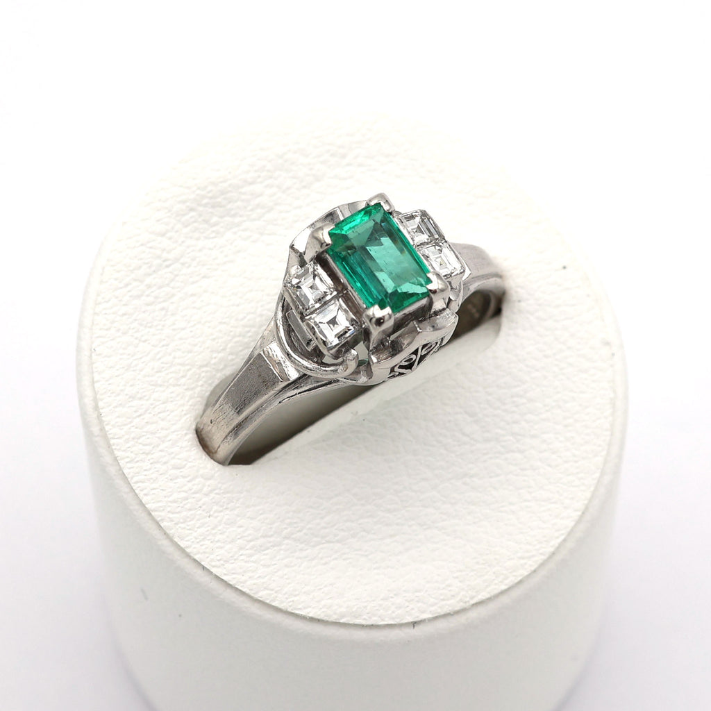 エメラルド リング プラチナ ヴィンテージ ジュエリー Estate Jewelry Japan JEM-1219-3