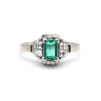 エメラルド リング プラチナ ヴィンテージ ジュエリー Estate Jewelry Japan JEM-1219-3