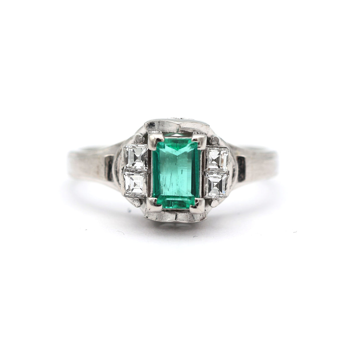 エメラルド リング プラチナ ヴィンテージ ジュエリー Estate Jewelry Japan JEM-1219-3