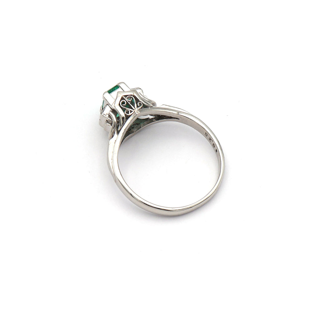 エメラルド リング プラチナ ヴィンテージ ジュエリー Estate Jewelry Japan JEM-1219-3