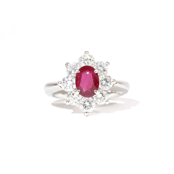 Ruby Ring Platinum Vintage Jewelry JEM-2199