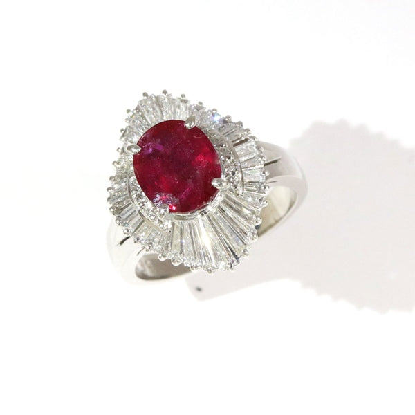 Ruby Ring Platinum Vintage Jewelry JEM-2858