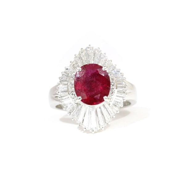 Ruby Ring Platinum Vintage Jewelry JEM-2858