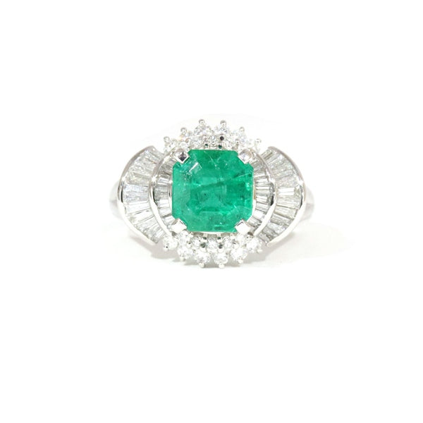 Emerald Ring Platinum Vintage Jewelry JEM-544-4