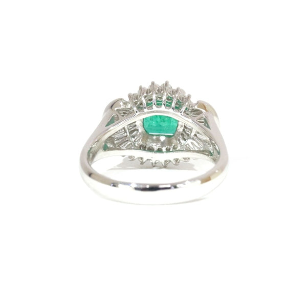 Emerald Ring Platinum Vintage Jewelry JEM-544-4