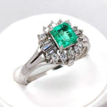 Emerald Ring Pt900 0.94ct Diamond 0.34ct Vintage Jewelry JEM-622-4