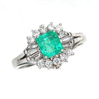 Emerald Ring Pt900 0.94ct Diamond 0.34ct Vintage Jewelry JEM-622-4