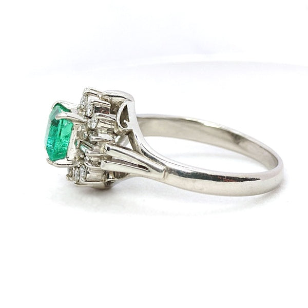 Emerald Ring Pt900 0.94ct Diamond 0.34ct Vintage Jewelry JEM-622-4