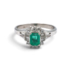 エメラルド リング プラチナ PT900 ヴィンテージ ジュエリー Estate Jewelry Japan JEM-705-2
