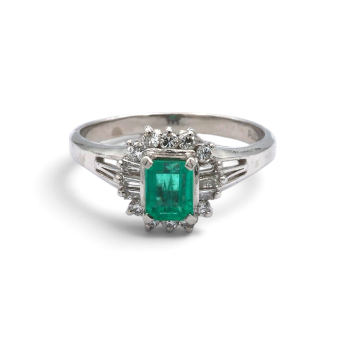 エメラルド リング プラチナ PT900 ヴィンテージ ジュエリー Estate Jewelry Japan JEM-705-2