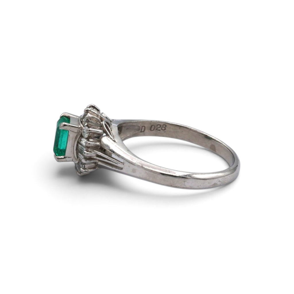 エメラルド リング プラチナ PT900 ヴィンテージ ジュエリー Estate Jewelry Japan JEM-705-2