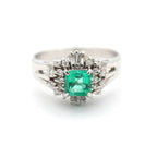 エメラルド リング プラチナ PT900 ヴィンテージ ジュエリー Estate Jewelry Japan JEM-707-9