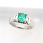 エメラルド リング プラチナ PT900 ヴィンテージ ジュエリー Estate Jewelry Japan JEM-709-6