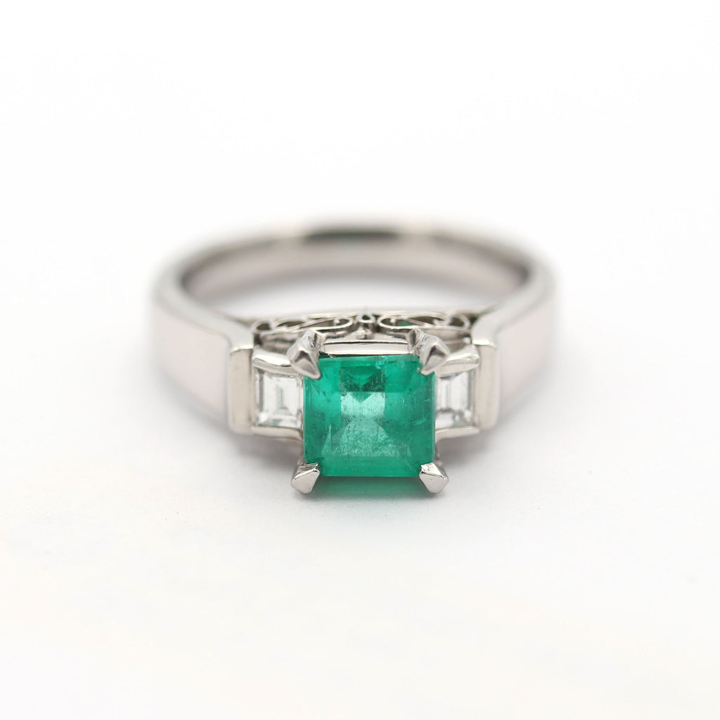 エメラルド リング プラチナ PT900 ヴィンテージ ジュエリー Estate Jewelry Japan JEM-709-6