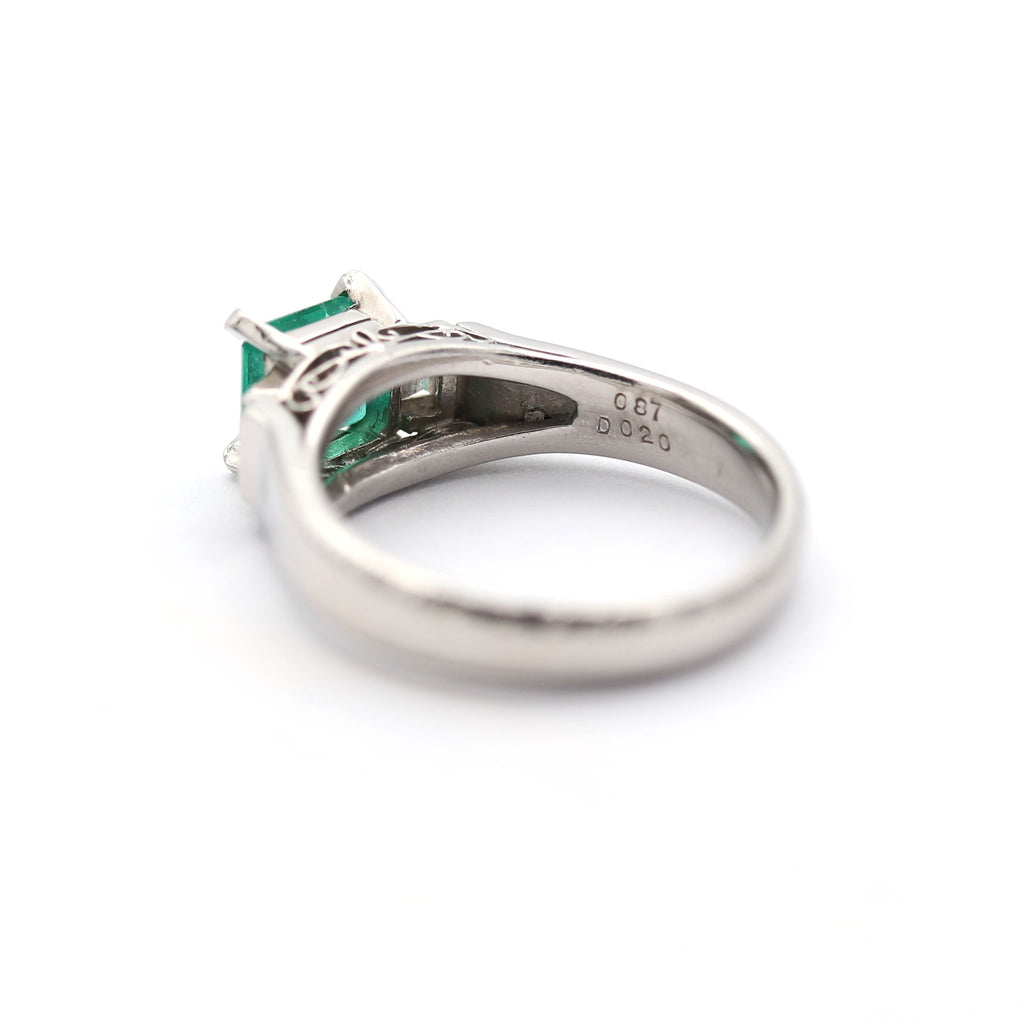 エメラルド リング プラチナ PT900 ヴィンテージ ジュエリー Estate Jewelry Japan JEM-709-6