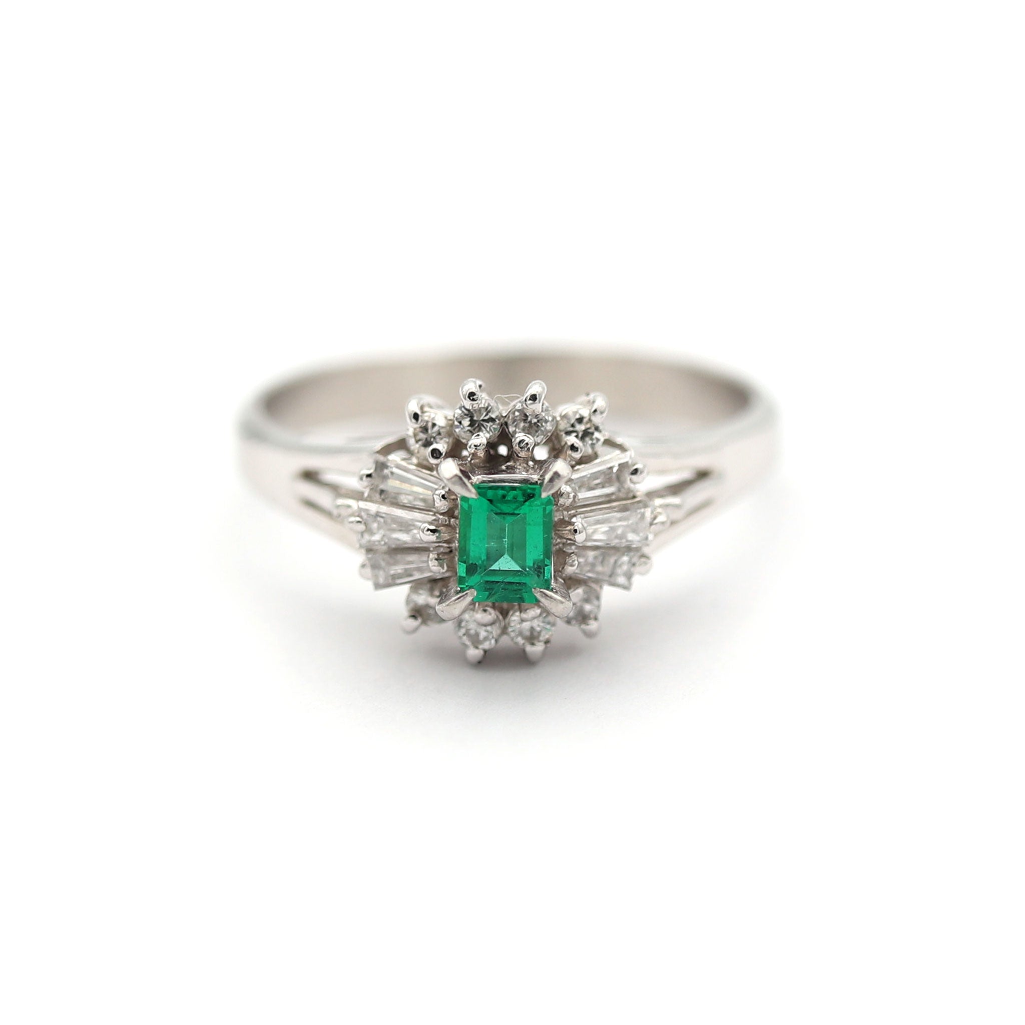 エメラルド リング プラチナ PT900 ヴィンテージ ジュエリー Estate Jewelry Japan JEM-710-1