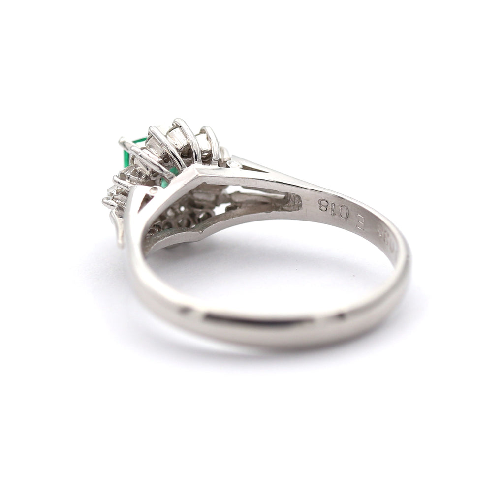 エメラルド リング プラチナ PT900 ヴィンテージ ジュエリー Estate Jewelry Japan JEM-710-1