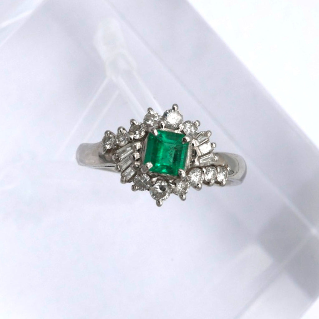 エメラルド リング プラチナ PT900 ヴィンテージ ジュエリー Estate Jewelry Japan JEM-710-5