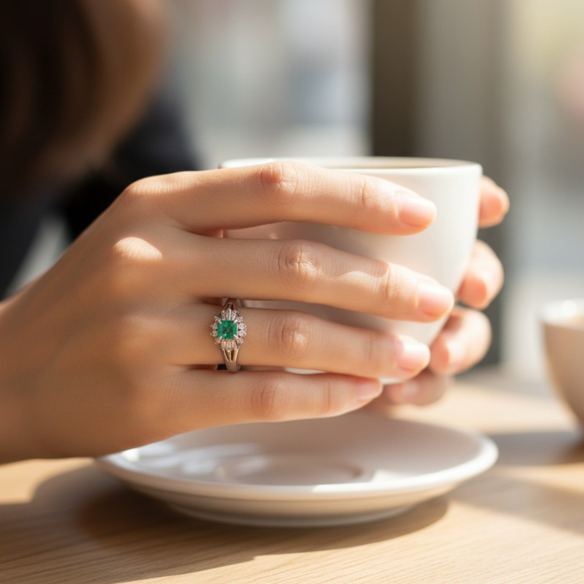 エメラルド リング プラチナ PT850 ヴィンテージ ジュエリー Estate Jewelry Japan JEM-711-2