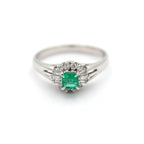 エメラルド リング プラチナ PT850 ヴィンテージ ジュエリー Estate Jewelry Japan JEM-711-2