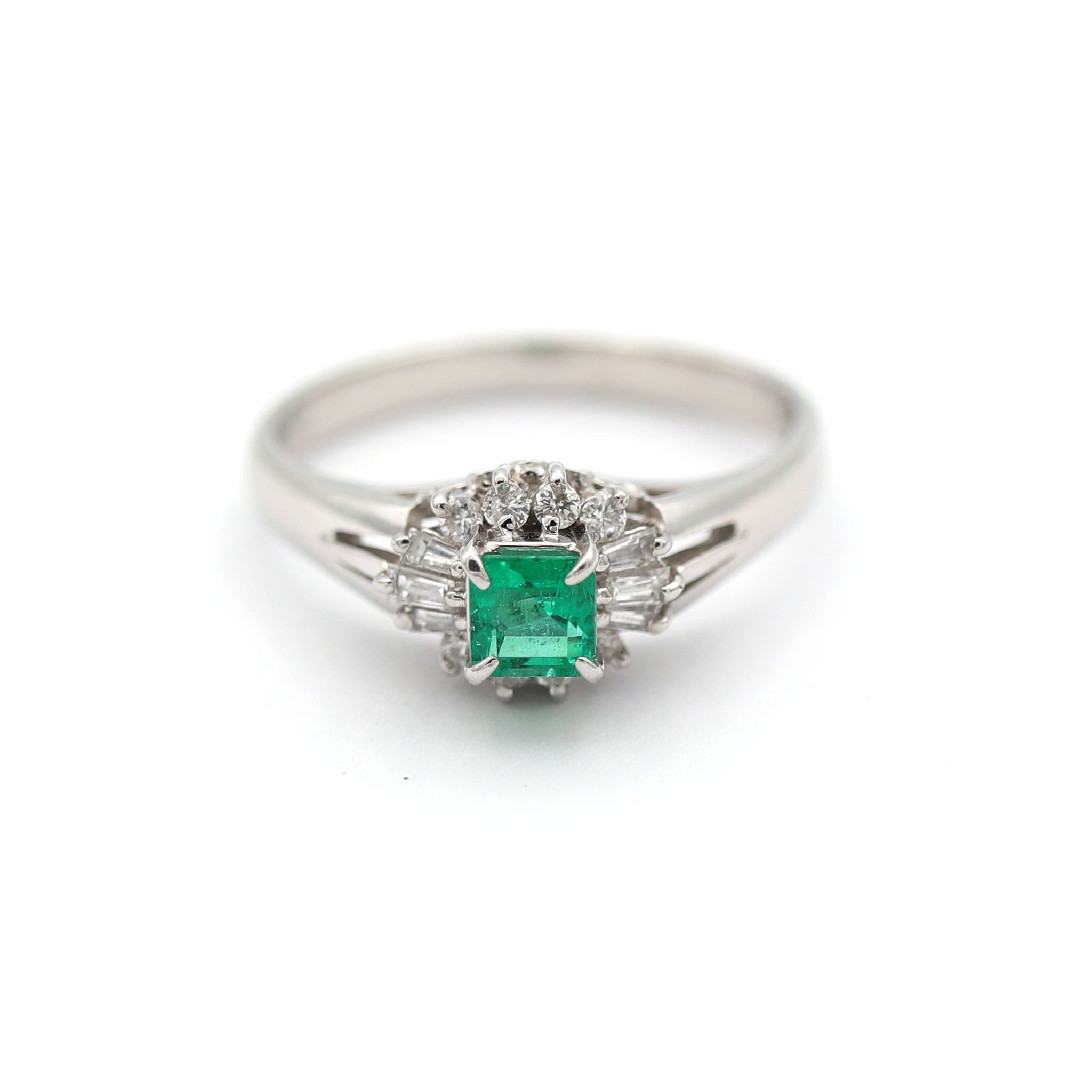 エメラルド リング プラチナ PT850 ヴィンテージ ジュエリー Estate Jewelry Japan JEM-711-2