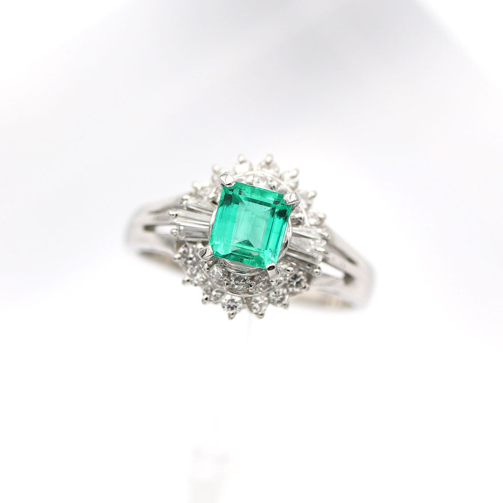 エメラルド リング プラチナ PT900 ヴィンテージ ジュエリー Estate Jewelry Japan JEM-J067-4