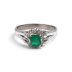 エメラルド リング プラチナ PT850 ヴィンテージ ジュエリー Estate Jewelry Japan JEM-713-6