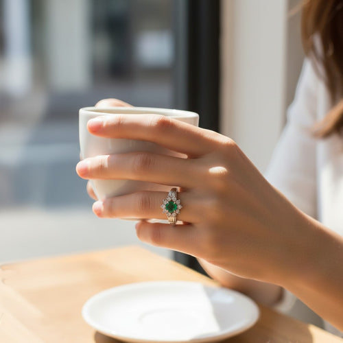 エメラルド リング プラチナ PT900 ヴィンテージ ジュエリー Estate Jewelry Japan JEM-731-4