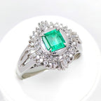 Emerald Ring Pt900 0.68ct Diamond 0.36ct Vintage Jewelry JEM-738-4