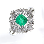 Emerald Ring Pt900 0.68ct Diamond 0.36ct Vintage Jewelry JEM-738-4
