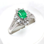 エメラルド リング Pt900 0.48ct ダイヤモンド 0.4ct ヴィンテージ ジュエリー JEM-738-5