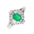 エメラルド リング Pt900 0.48ct ダイヤモンド 0.4ct ヴィンテージ ジュエリー JEM-738-5