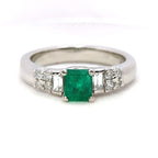 Emerald Ring Pt900 0.55ct Diamond 0.38ct Vintage Jewelry JEM-738-8