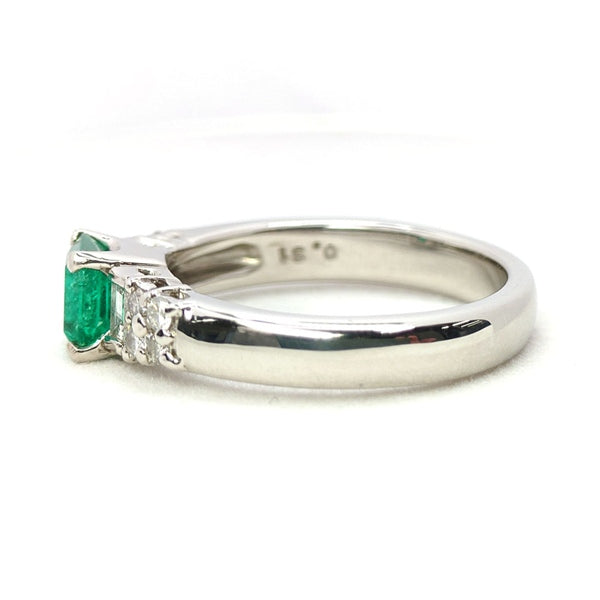 Emerald Ring Pt900 0.55ct Diamond 0.38ct Vintage Jewelry JEM-738-8
