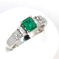 Emerald Ring Pt900 0.55ct Diamond 0.38ct Vintage Jewelry JEM-738-8