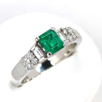 Emerald Ring Pt900 0.55ct Diamond 0.38ct Vintage Jewelry JEM-738-8