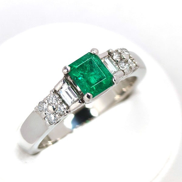 Emerald Ring Pt900 0.55ct Diamond 0.38ct Vintage Jewelry JEM-738-8