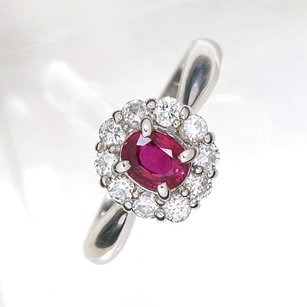 Ruby Ring Pt900 0.6ct Diamond 0.5ct Vintage Jewelry JEM-742-1