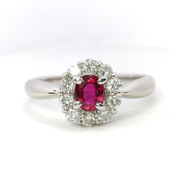 Ruby Ring Pt900 0.6ct Diamond 0.5ct Vintage Jewelry JEM-742-1