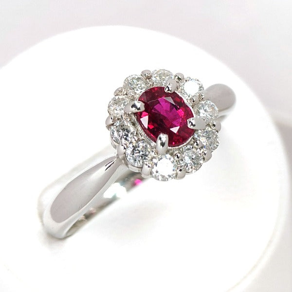 Ruby Ring Pt900 0.6ct Diamond 0.5ct Vintage Jewelry JEM-742-1