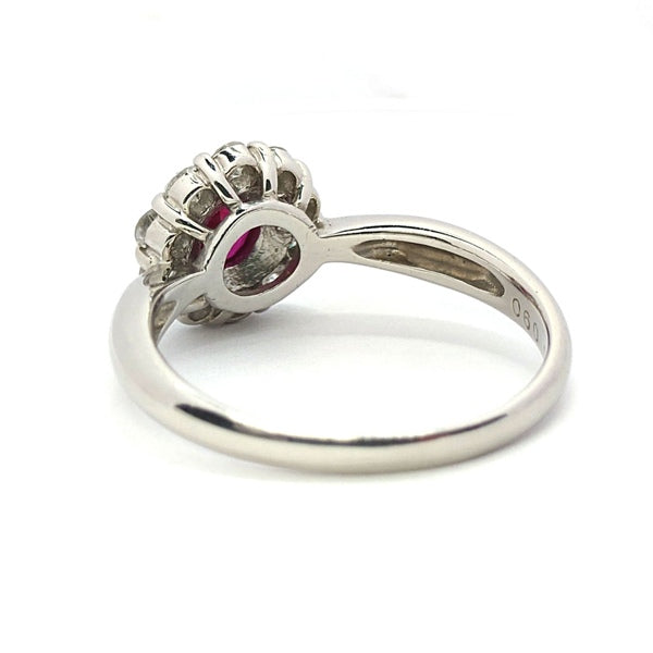 Ruby Ring Pt900 0.6ct Diamond 0.5ct Vintage Jewelry JEM-742-1