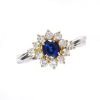 Sapphire Ring K18 Pt900 0.56ct Diamond 0.45ct Vintage Jewelry JEM-744-9