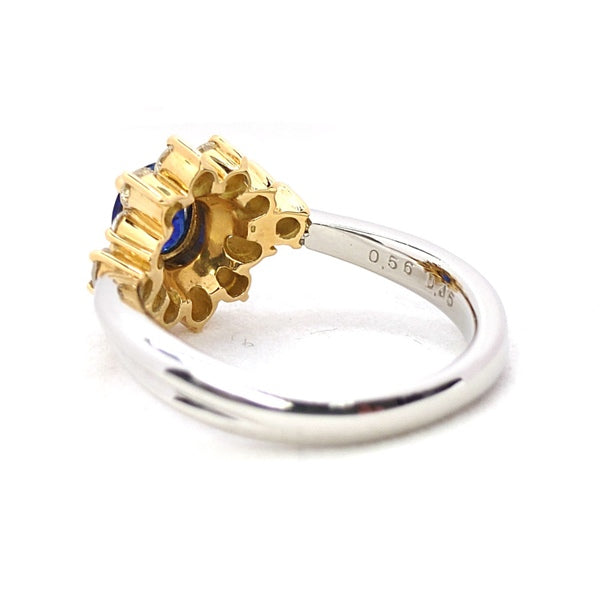 Sapphire Ring K18 Pt900 0.56ct Diamond 0.45ct Vintage Jewelry JEM-744-9
