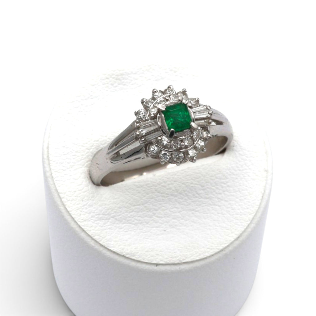 エメラルド リング プラチナ PT900 ヴィンテージ ジュエリー Estate Jewelry Japan JEM-765-4