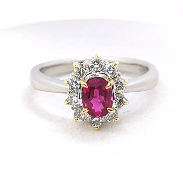 ルビー リング Pt900 K18 0.76ct ダイヤモンド 0.36ct ヴィンテージ ジュエリー JEM-818-9
