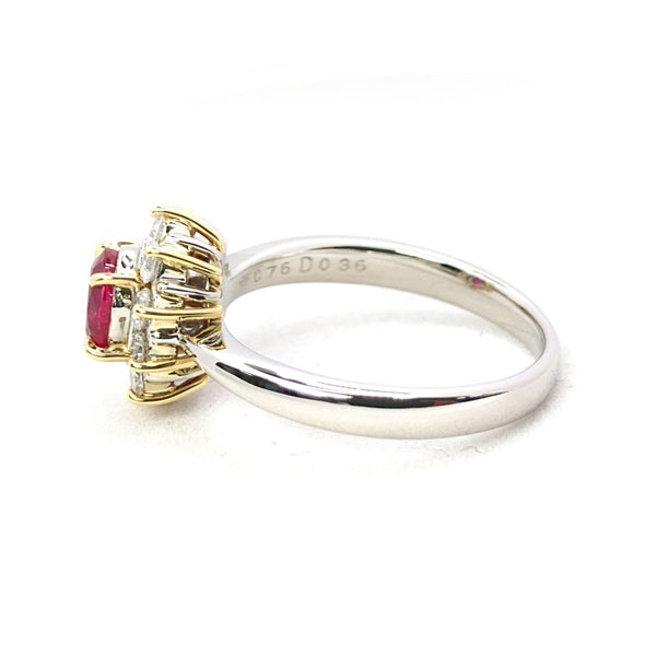 ルビー リング Pt900 K18 0.76ct ダイヤモンド 0.36ct ヴィンテージ ジュエリー JEM-818-9